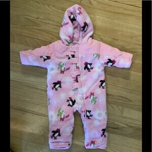 Cuddle bear infant snowsuit pink penguin